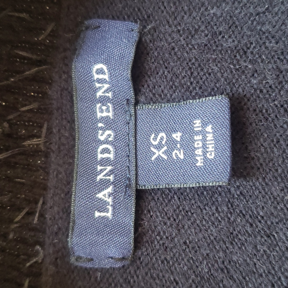LANDS' END Black Cashmere Wool Sweater – Sequined V‑Neck | EXTRA SMALL - Picture 8 of 9